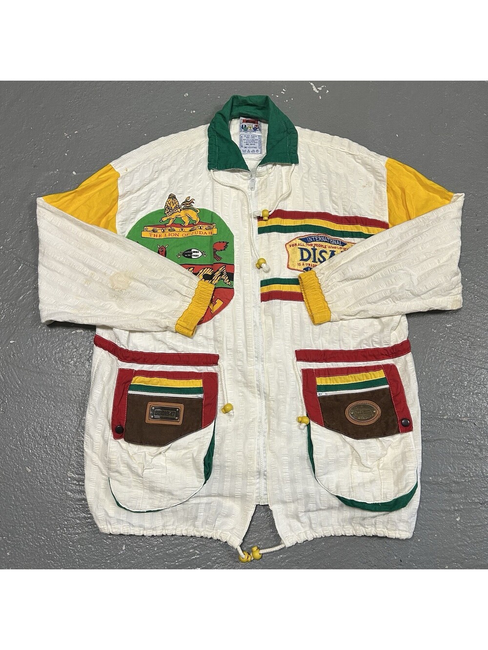 VINTAGE Pan African Colors Pullover Jacket Patches Tribe Disan RARE Size 2XL